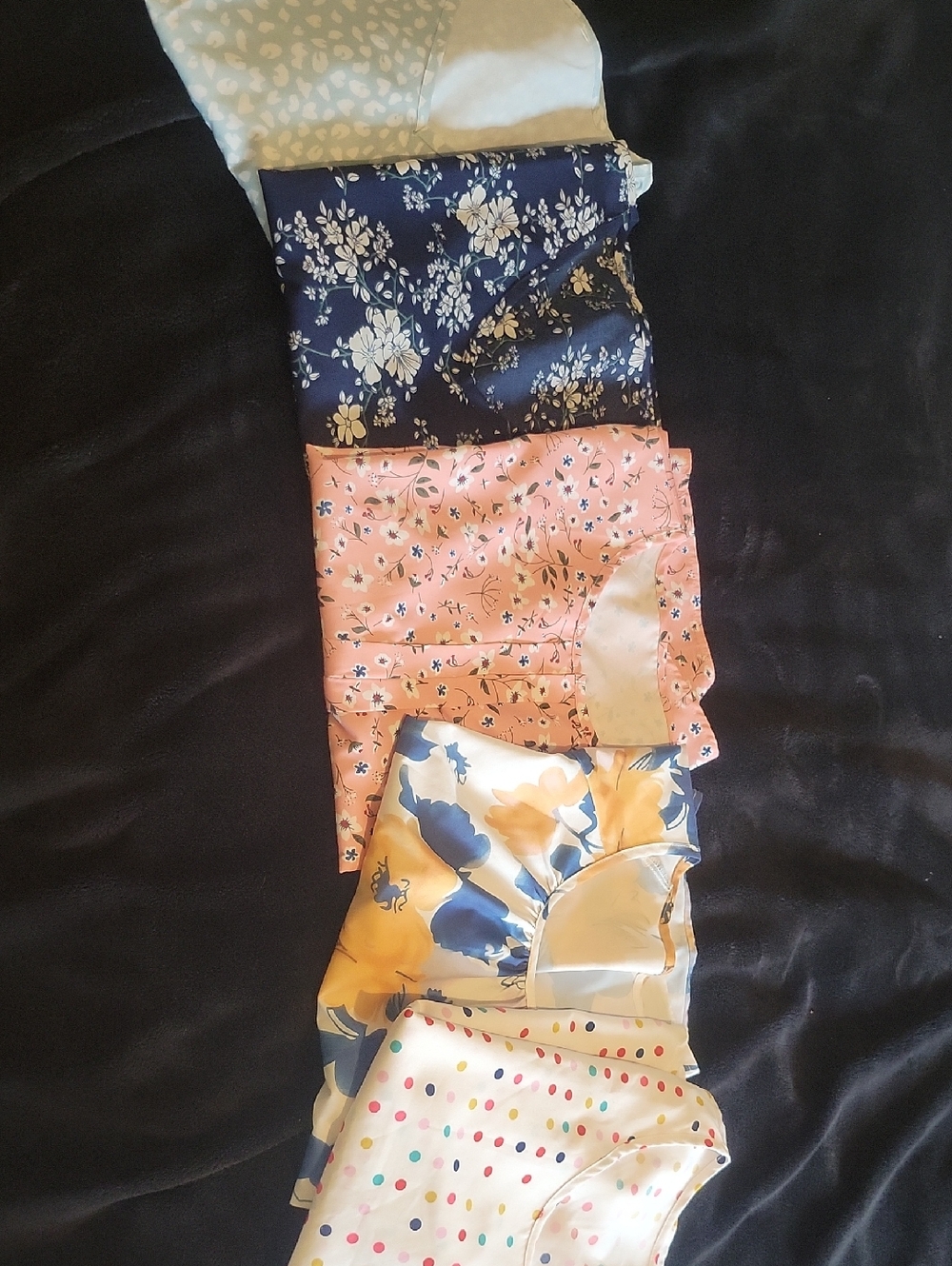 Floral & Polka Dot Mixed Sleepwear Bundle - Navy, Peach, Yellow, Cream - Picture 1 of 9